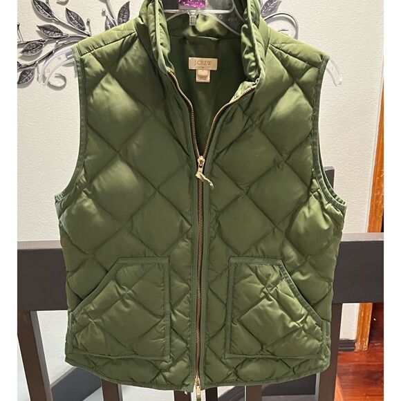 J.Crew Green Quilted Vest Small Like New #MC034 - Picture 1 of 6